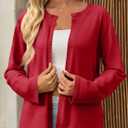 Saodimallsu Womens Lightweight Cardigans Open Front Long Sleeve One Button Casual Crewneck Loose Knit Shrug Sweater (Red)