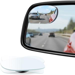 LivTee Blind Spot Mirrors, HD Glass Frameless Convex Rear View Mirrors, Wide Angle Adjustable Stick for Side Mirror, Automotive Exterior Accessories for Car, SUV & Trucks, Pack of 2 (Rounded Oval)