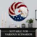 1 Pcs 4th of July Hanging Door Sign Eagle Wreath 250th Anniversary Decorations Patriotic Door Hanger American Wooden Plaque for Wall Front Porch Memorial Day Decor