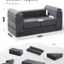 ROBUD Kids Couch, Gray Modular Kids Play Couch, DIY-Style & Washable Toddler Sofa for Playroom, Bedroom, Nursery, WG412