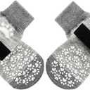 EXPAWLORER Anti Slip Dog Socks to Prevent Licking Paws, Dog Shoes for Hot Pavement, Dog Booties for Small Medium Large Senior Dogs, Traction Control Boots & Paw Protectors for Hardwood Floors (Small (4 Count), Light Grey)