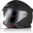 ORIGINE 3/4 Open Face Motorcycle Helmet with Double Visor for Scooters, DOT Approved (XL, Black)