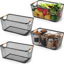 Ziliny 4 Pcs Mesh Wire Baskets for Organizing, Extra Large, Black