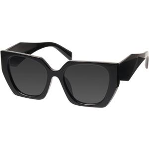 mosanana Square Cat Eye Sunglasses for Women Trendy Geometric Style Model-COCO (C6-all Black)