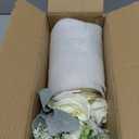 Faux Flowers with Vase,Artificial Silk Roses in Vase, Fake Plant Eucalyptus Flower Arrangement for Home Office Farmhouse Bathroom Dining Table Centerpiece Decorations Coffee Table Decor (White)