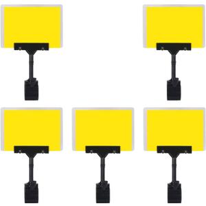 5 Pcs POP Adjustable Plastic Sign Holder,Clip-on Style Double Head Display Clips Rotating Reuse Sign Price Tag Merchandise Sign Display Clip Holder for Business,Store,Supermarket,Office,Exhibition (A)