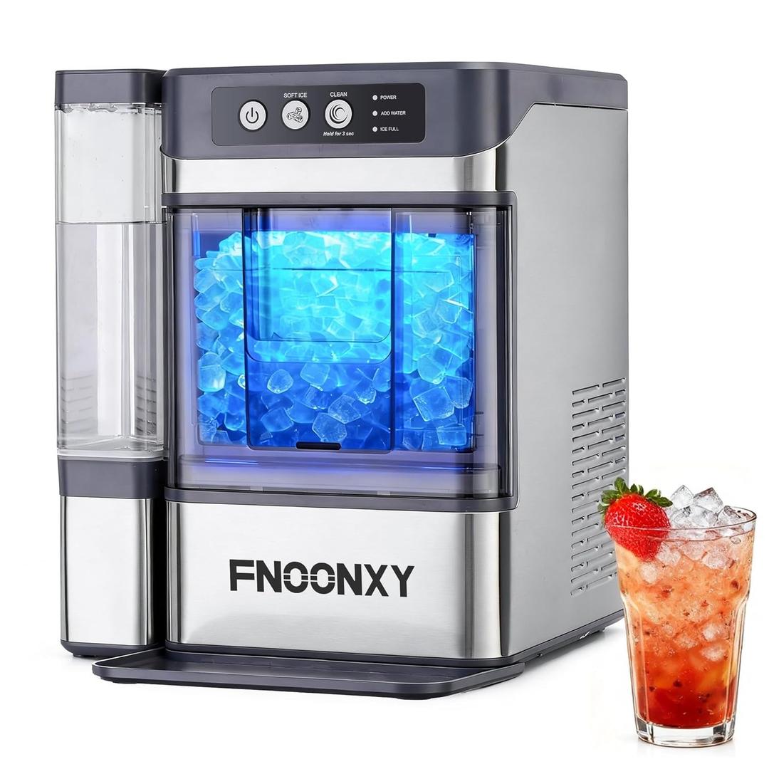 Countertop Nugget Ice Maker, 44Lbs/24H with 0.8 Gallon Tank, Soft Chewable Pellet Ice Ready in 6min, Self-Cleaning Portable Ice Machine Portable with Ice Scoop for Home (Ice Maker-44Lbs)
