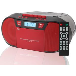 Boombox CD Player Portable, Cassette Player Combo with CD MP3 Bluetooth AUX TF USB FM Radio AC/DC Powered, Boom Box with Remote Control, Headphone Jack, Stereo Sound for Home,Kids,Gift