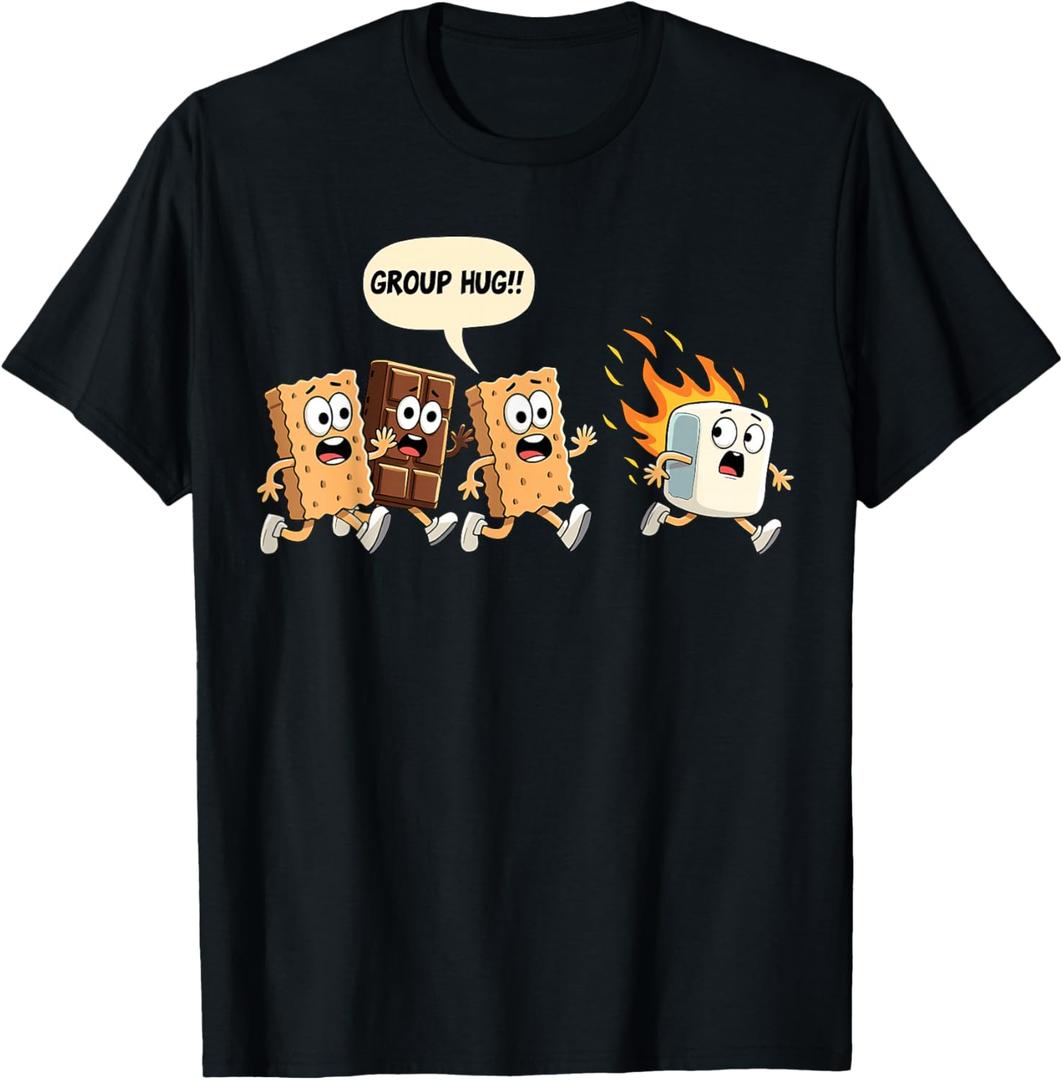Group Hug Marshmallow Campfire Smores Funny Camping T-Shirt, L