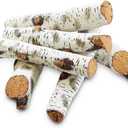 Gas Fireplace Log Set Ceramic White Birch for Indoor Insert, Vented, Propane, Electric Gas Fireplace, Linear Fire Pits Ceramic Fiber, Fireplace Decor Large Birch Logs for Smoke Hollow Grill, 6PCS