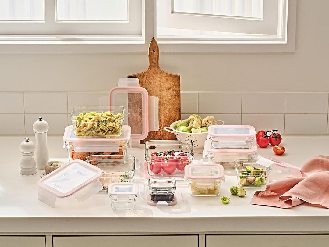 5 PCS Glass Food Storage Set - 100% Airtight & Leakproof, BPA Free lids, Freezer to Oven Safe