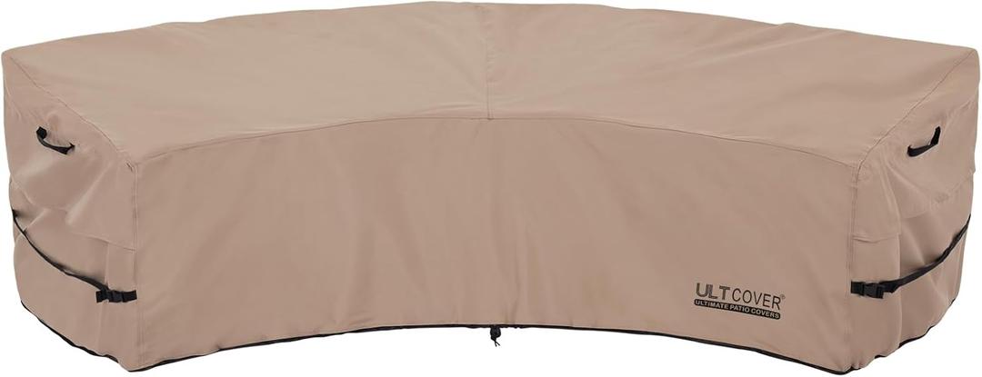 ULTCOVER Waterproof Patio Curved Sofa Sectional Cover for 3-4 Seaters Outdoor Furniture Couch 126"(Back Arc Length) x 82"(Front Arc Length)