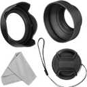 55mm Lens Hood Set Compatible with Nikon D3400 D3500 D5500 D5600 D7500 DSLR Camera with AF-P DX 18-55mm f/3.5-5.6G VR Lens, Collapsible Rubber Hood + Reversible Tulip Flower Hood + Lens Cap