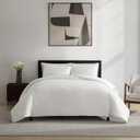 Vera Wang - Queen Comforter Set, Naturally Soft Cotton Bedding w/Matching Pillowcases, Crisp & Smooth w/a Lightweight Feel, 3 Piece Bed Set (Threaded Basketweave White)