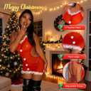 Women's Valentine's Day Lingerie, Red Lace Mesh Bodysuit Sexy Santa Lingerie (Red)