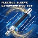 1/4", 3/8", 1/2" 3-Piece Flexible Socket Extension Set Reach Socket Ratchet Wrench Connecting Rod, Universal Electric Wrench Extension Bar, Portable Hand Drive Tool for Tight Spaces (black)