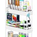 SPACEKEEPER Slim Rolling Storage Cart 4 Tier Bathroom Organizer Mobile Shelving Unit Utility Cart Tower Rack for Kitchen Laundry Narrow Places, White