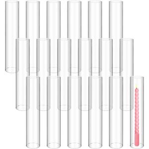 18 Pcs 2.5 W x 14 H Hurricane Candle Holder Bottomless Glass Cylinder Candleholder,Open Flame Candle Chimney Tube Cover,Bottomless Cylindrical Glass 18 Pcs 2.5 W x 14 H Hurricane Candle Holder Bottomless Glass Cylinder Candleholder,Open Flame Candle Chimney Tube Cover,Bottomless Cylindrical Glass