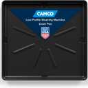 Camco Low Profile Washing Machine Drain Pan with PVC Fitting - 29 inch x 33 inch ID and 30.5 inch x 34.5 inch OD - Protects Your Floors from Washing Machine Leaks - Easy to Use - Graphite - 20784