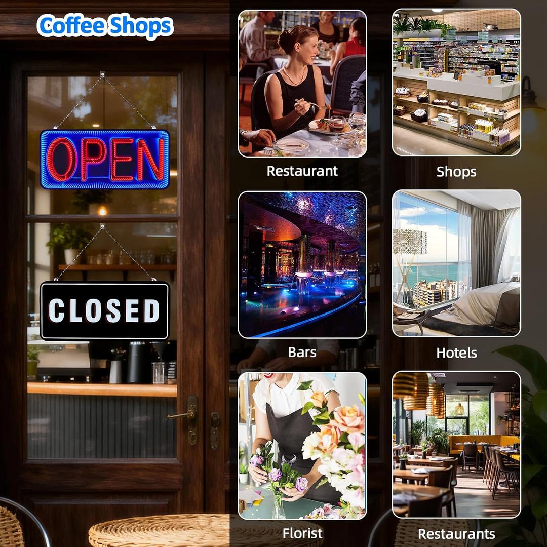 FITNATE 3D LED Infinity Mirror  Sign For Store Bar Cafe Window, 21"x10"