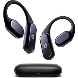 True Wireless Bone Conduction Earphones, OWS Open Ear Headphones with Earhooks, Bluetooth 5.3, Up to 60H Playtime with Case, IP68, AAC/SBC, for Cycling Yoga Workouts (Black)