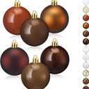 12 Pcs Brown Christmas Ball Ornaments 2.36 Matte Shiny Plastic Vintage Christmas Tree Ornaments Matte Decorative Shatterproof Ball Xmas Tree Decoration with Hanging Loop for Home Party