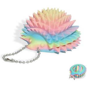 Mini Ouchies Pain Spinning Fidget, 3D Printed Hard Spiky Fidget, Little Ouchies, Stim Sensory for Stress Relief &Focus, Novelty Hedgehog-shaped Keychains Valentines Gifts(Random Rainbow Colors)