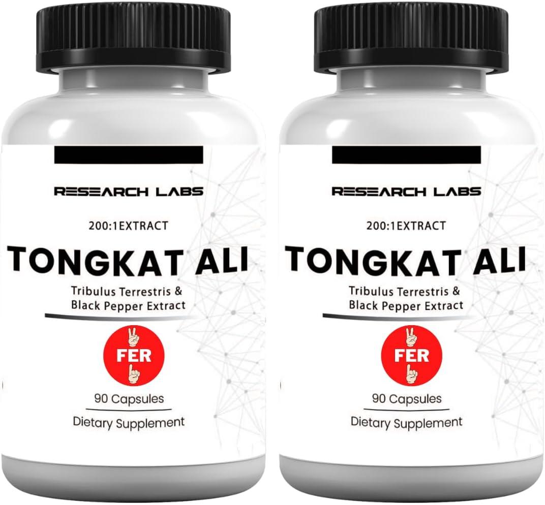 Research Labs Longjack Tongkat Ali 2 Pack Extract Capsules - Highly Concentrated Potent Extract | Strength, Drive, Performance & Muscle Mass | Exp Date 11/2029