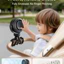 SWEETFULL Portable Stroller Fan, Pinch-Proof Baby Fan, 10H Battery, 5-Speed Quiet Mini Clip on Fan, USB-C Rechargeable with LED Display for Car Seat, Crib & Travel - Black
