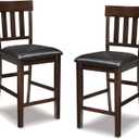 Signature Design by Ashley Haddigan 24" Counter Height Upholstered Barstool 2 Count, Dark Brown