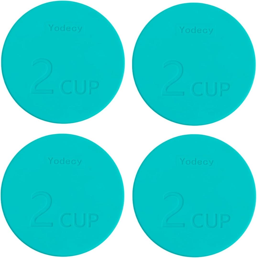 Silicone Bowl Lids fit Pyrex Glass Bowls 7200-PC 2 Cup, Yodecy Silicone Bowl Lids fit Anchor Hocking Glass Bowls 7200-PC 2 Cup,Replacement Lids 4.76in(4 Pack Blue-green,Container not Included)