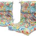 LVTXIII 2 Pack Outdoor/Indoor High Back Chair Cushions, Deep Seat Patio Seat and Back Cushion Set, Stuffed High Rebound Foam Rocking Chair Cushions, 44"x22"x4", Paisley Ummi Multi