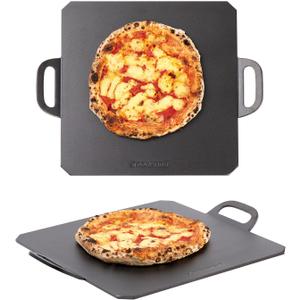 14 x 14 inch Pizza Steel, Premium Carbon Steel Baking Plate for Perfectly Crispy Pizzas and Breads, Dual Handles, Ideal for Home and Commercial Use, 13.68 lbs