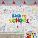 Back to School Backdrop Hand Printed Pencils White Brick Wall Photography Background First Day of School Banner for Kids Classroom Decorations Photo Booth Props (8X6FT(94 x 70 inch))