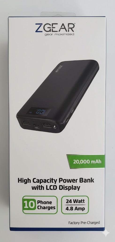 ZGEAR 20,000 mAh High Capacity Power Bank With LCD Display