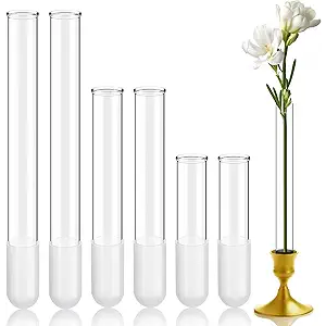 Ninehaoou 6 Pack 3.9" 5.9" 7.9" Bud Vase Taper Candle Holder's Flower Vase for Candlestick Sizes from 22mm to 27mm Adjustable Designed Specially for Taper Candle Holder for Tablescapes, Wedding Decor