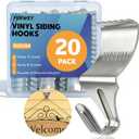 FURWEY 20 Pack Vinyl Siding Hooks, No Hole Vinyl Siding Clips, Heavy Duty Stainless Steel, for Outdoor & Festive Decoration