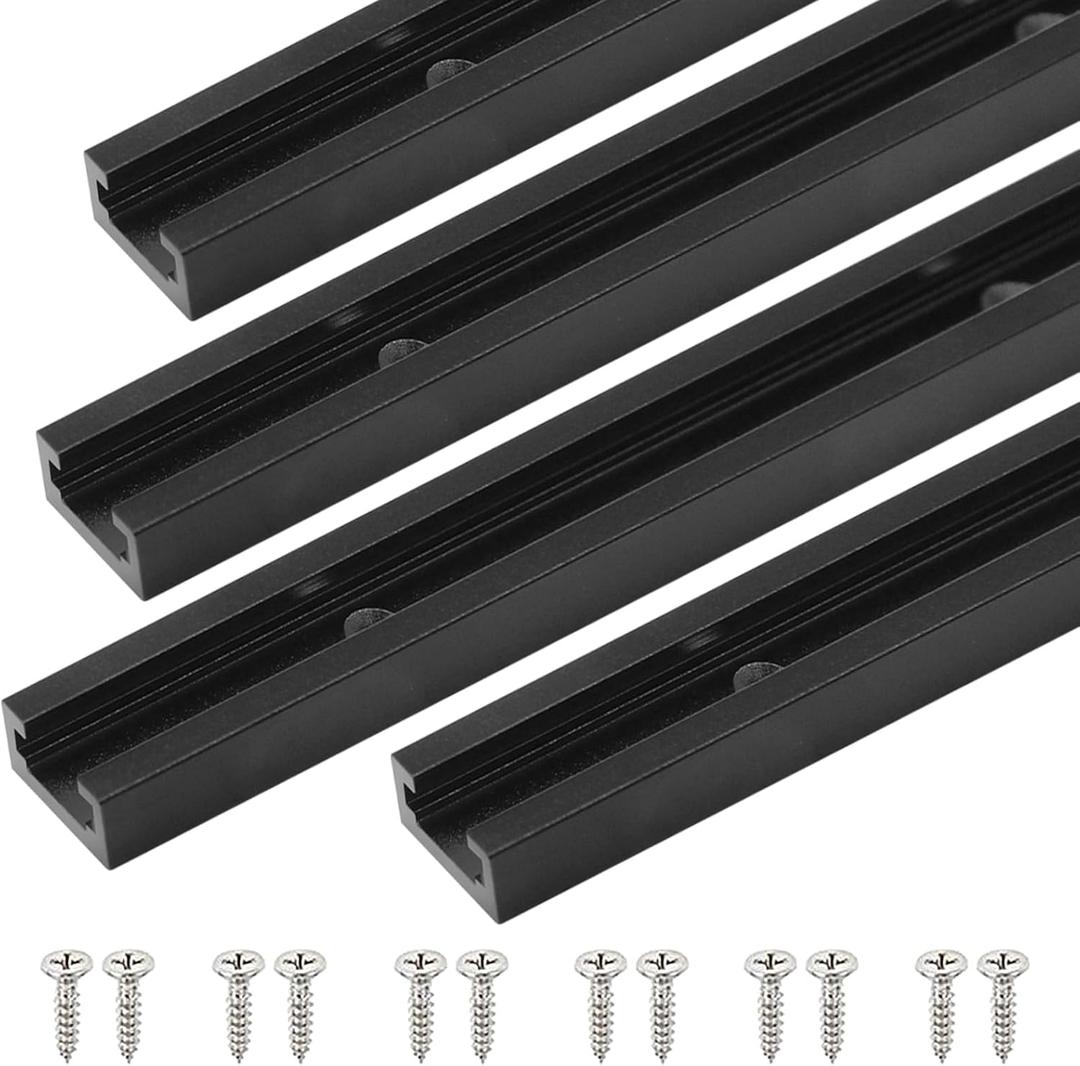 T Tracks Woodworking Aluminum 12 inch Black 4 Pack with Screws for Universal T-Track Accessories
