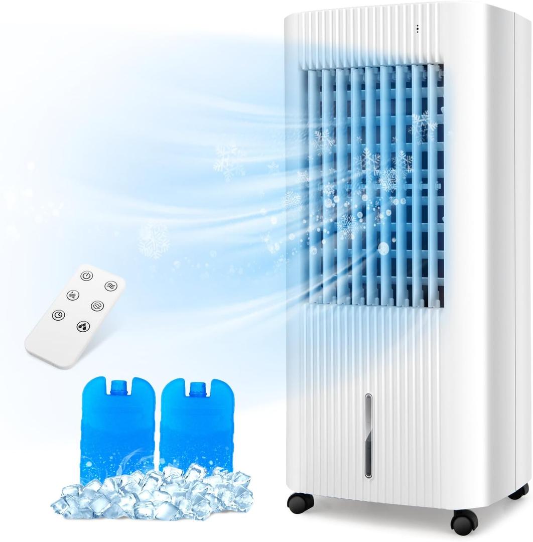 DORTALA Evaporative Air Cooler, 3-in-1 Cooling Fan with Remote, 2 Ice Packs, Timer, 1.3 Gal Water Tank, 3 Speeds, Personal Swamp Cooler for Bedroom Home Office Dorm DORTALA Evaporative Air Cooler, 3-in-1 Cooling Fan with Remote, 2 Ice Packs, Timer, 1.3 Gal Water Tank, 3 Speeds, Personal Swamp Cooler for Bedroom Home Office Dorm