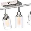 6-Light 5CCT LED Track Light Ceiling for Kitchen, Adjustable Directional Spotlight in Brushed Nickel Bathroom Lighting Fixture with Clear Glass & Frosted Colunm