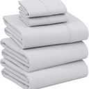 RUVANTI 100% Cotton Sheets  Split King Size Percale Bedding, Cooling & Breathable, Durable with a Crisp, Soft & Comfortable Feel, 16" Deep Pocket, 5-Piece Set, Quiet Gray