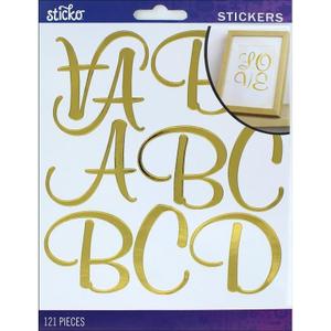 EK Success Sticko Sticker Alpha-Script-Extra Large-Gold-Foil (121 Pieces) 52-90209, Other