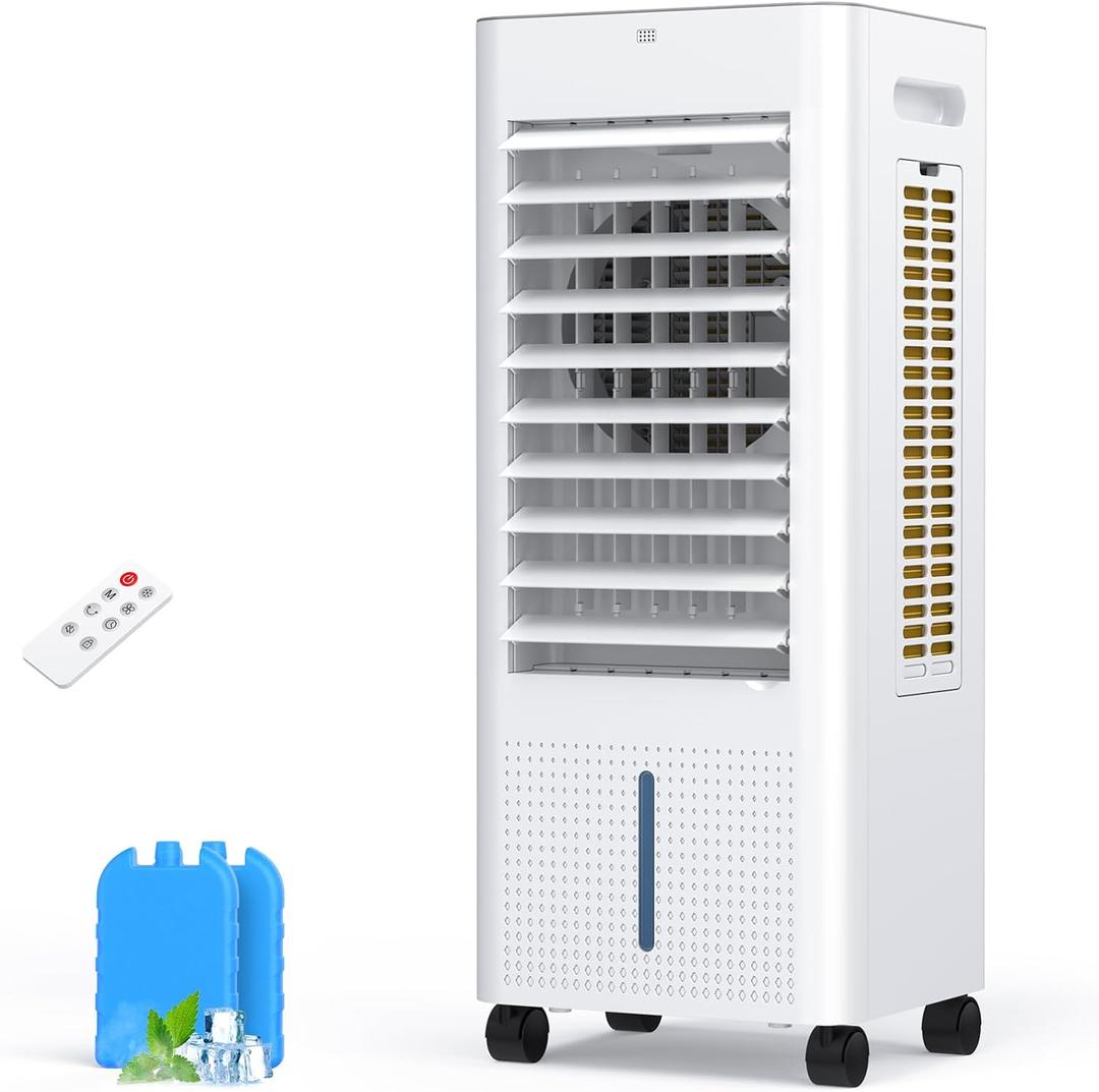 Evaporative Air Cooler for Room, Portable Air Cooler with 3 Speed, 3 Mode, Timer, 2.1Gal Large Tank