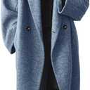 Chouyatou Women's Winter Double Breasted Wool Coat Long Sleeve Notch Lapel Long Trench Coat, 2XL