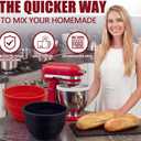 Silicone Bowl Liner for KitchenAid Mixer 4.5/5QT, Collapsible Mixing Bowl Insert with Airtight Lid, Food Grade Silicone KitchenAid Stand Mixer Bowl Liner, Heat Resistant, Dishwasher Safe, 1 Pack (Red)