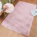ORINOVA Pink Fuzzy Faux Washable Fluffy Fur Area Rugs for Living Room Cute Small Furry Rugs for Bedroom Kids Rug 2x3 Rug Girls Nursery Rug Rectange Rugs