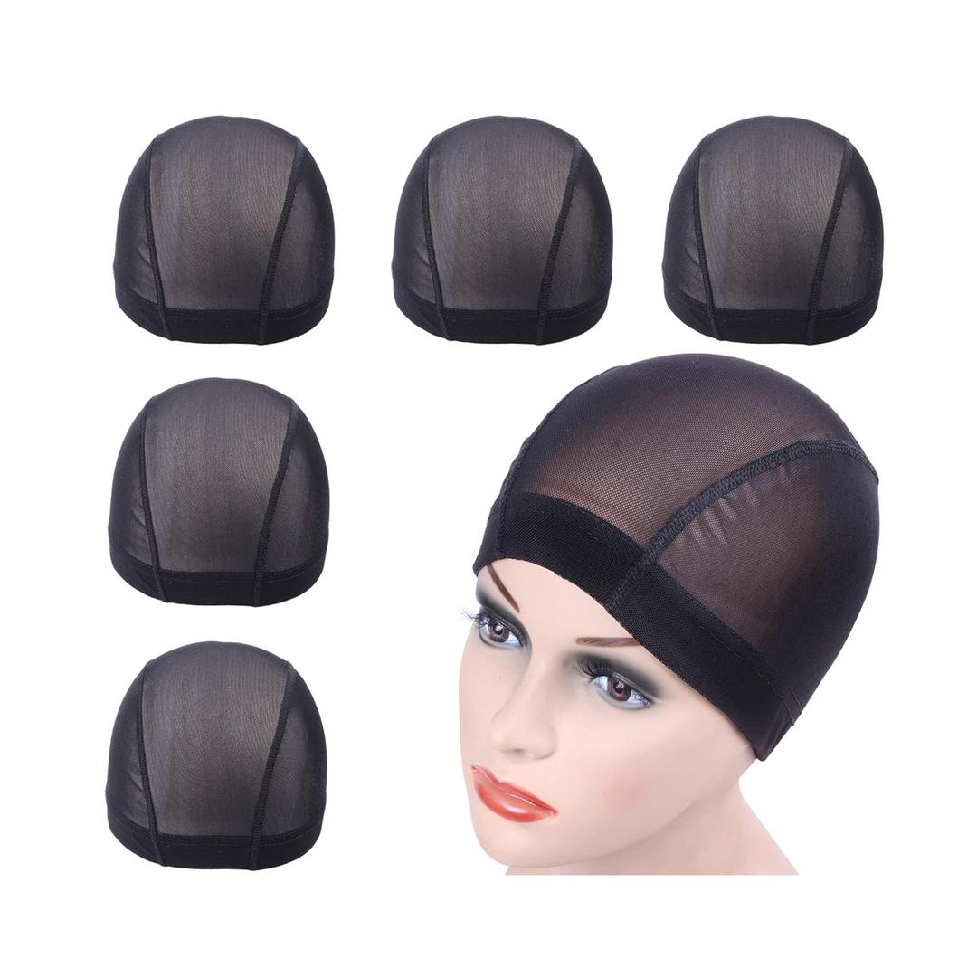 YANTAISIYU 5 Pcs/lot Mesh Dome Caps for Wigs Stretchable Hairnets Wig Caps for Women (Mesh Cap M) (Black)