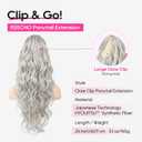 Reecho Ponytail Extension, 24" Claw Clip Ponytail Extension Wavy Ponytails Hair Extensions Jaw Clip on Pony Tails Natural Synthetic Hairpiece for Women Daily, Silver Grey