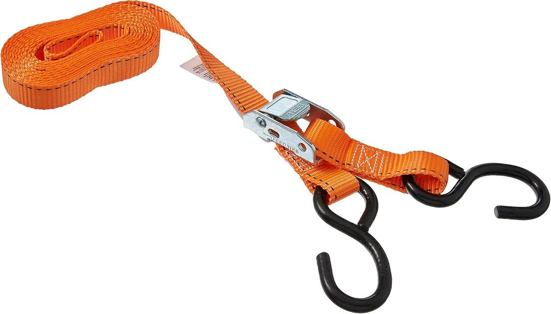 Keeper  1 x 10 Heavy Duty Cam Buckle Tie-Down with S Hooks - 400 lbs. Working Load Limit and 1,200 lbs Break Strength