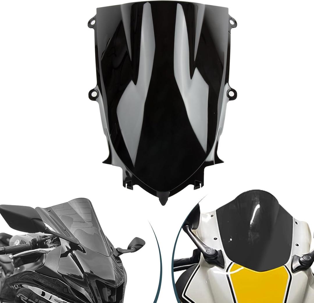 Motorcycle Windshield, PSLER Front Windshield Windscreen for YZF R6 600 2017-2025 and for R7 2021-2025, Black